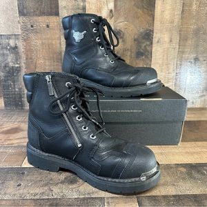 Harley Davidson Stealth Motorcycle Boots Men's Size 9 Lace Black Riding D91642